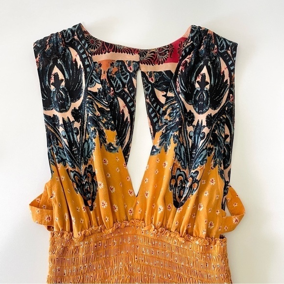 Free People Walking Through My Dreams Smocked Cutout Boho Mini Dress XS - Picture 12 of 16